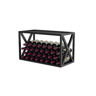 2 Column Evolution Low Profile Wine Box- Deluxe in Matte Black with Wine Bottles