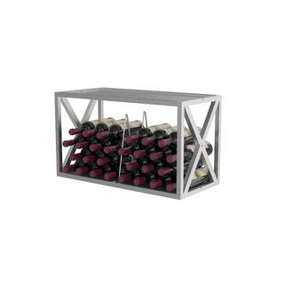 2 Column Evolution Low Profile Wine Box- Top Shelf in Cool Gray with Wine Bottles