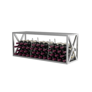 3 Column Evolution Low Profile Wine Box- Top Shelf in Cool Gray with Wine Bottles