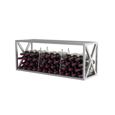 3 Column Evolution Low Profile Wine Box- Top Shelf in Cool Gray with Wine Bottles