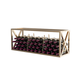 3 Column Evolution Low Profile Wine Box- Top Shelf in Golden Bronze with Wine Bottles