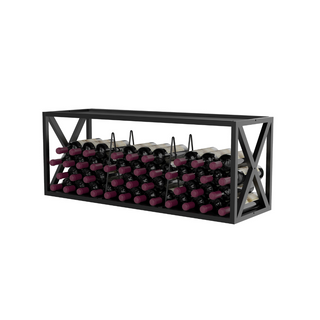 3 Column Evolution Low Profile Wine Box- Top Shelf in Matte Black with Wine Bottles