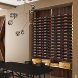 Evolution Low Profile Post Shelf Combo Kit 10 3 Bottles Deep in Golden Bronze in a dining room