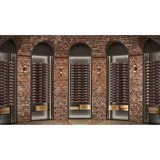 Evolution Low Profile Post Shelf Combo Kit 10 3 Bottles Deep in Golden Bronze and Cool Gray in a Wine Cellar Display
