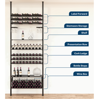 Evolution Low Profile Row Options- Label Forward, Stemware Storage, Shelf, Presentation Row, Cork Ledge, Bottle Stops, Wine Box