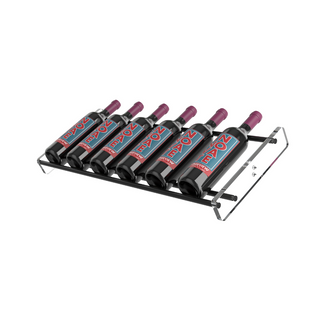 Evolution Low Profile Presentation Row in Matte Black and Acrylic storing 6 bottles