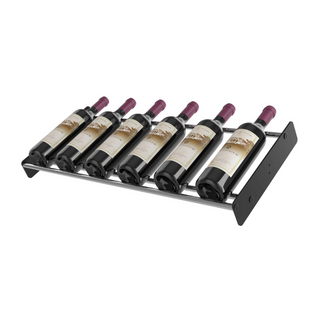 Evolution Low Profile Presentation Row in Matte Black and Chrome storing 6 bottles