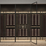 Enclosed Glass Cellar with Evolution Low Profile Post Combo Kits  3 Column in Matte Black and Chrome