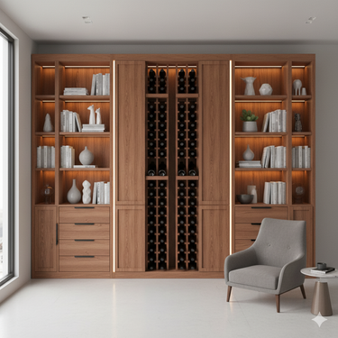 Wine Rack Kit with Presentation Row Display Double 2 Column Standard Bottle Storage