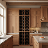 Wooden kitchen with wine rack and countertop