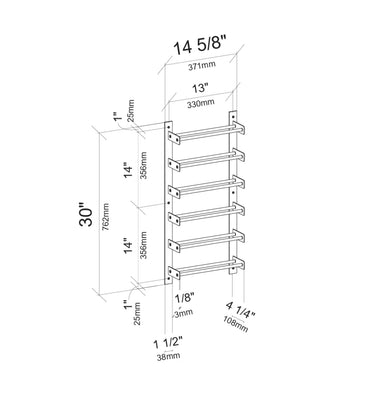 Evolution Wine Wall 30 1C Wall Mounted Metal Wine Rack