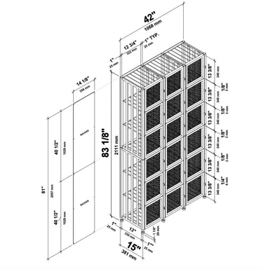 Case & Crate Locker 6 Kit | Freestanding Wine Bottle Storage with Secure Backs