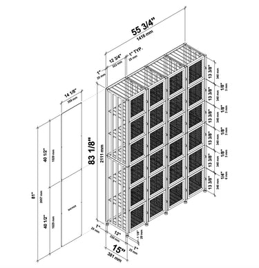 Case & Crate Locker 6 Kit | Freestanding Wine Bottle Storage with Secure Backs