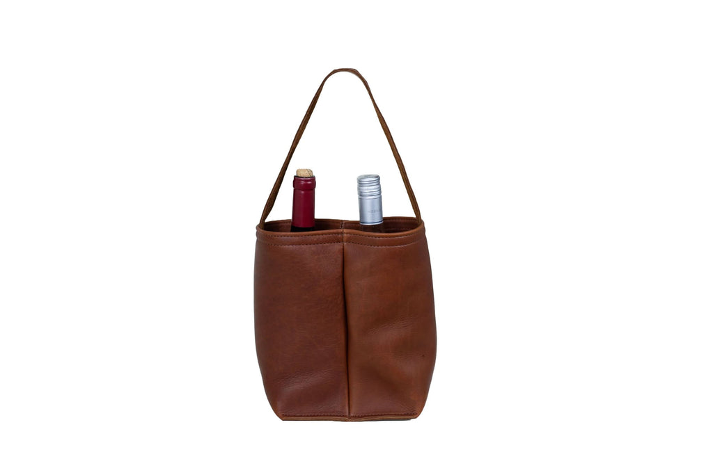 Urban Dual Wine Tote – Stylish Full-Grain Leather Wine Carrier – Wine Racks