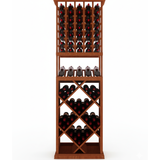 Wooden wine rack with bottles on a white background