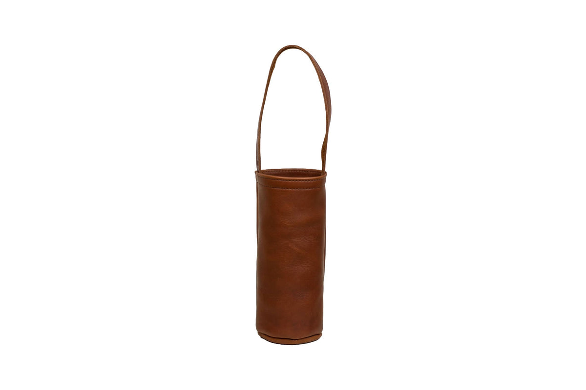 Full-Grain Leather Urban Wine Tote in Cognac