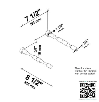 Vino Pins 2 Wall Mounted Metal Wine Rack Peg