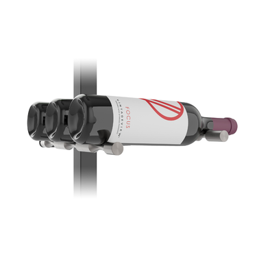 Vino Pin and Mounting Plate in Matte Black and Gunmetal Storing 3 Bottles