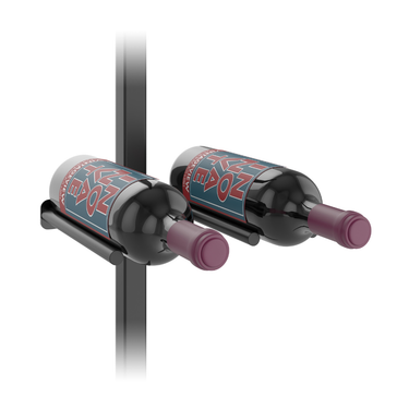 Vino Rail Peg and Mounting Plate Kit in Matte Black Storing 2 Bottles