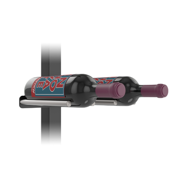 Vino Rail Peg and Mounting Plate Kit in Matte Black and Gunmetal Storing 2 Bottles