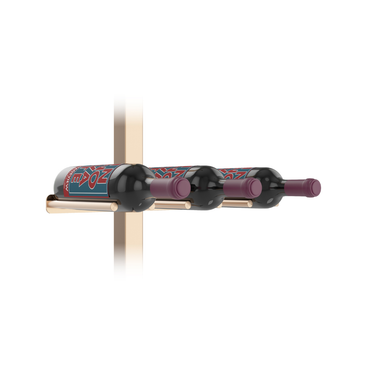 Vino Rail Peg and Mounting Plate Kit in Golden Bronze Storing 3 Bottles