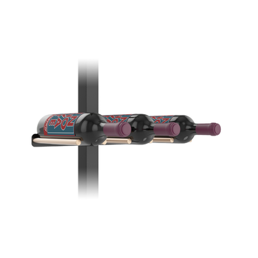 Vino Rail Peg and Mounting Plate Kit in Matte Black and Golden Bronze Storing 3 Bottles