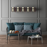 W Series Over the Couch Wine Rack Kit in Golden Bronze Black Storing 15 Bottles in a Living Room