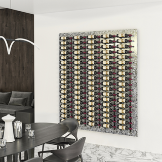 VintageView W Series Feature Wall 6 in Gunmetal Storing 90 Bottles in a Dining Room