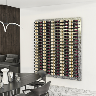 VintageView W Series Feature Wall 6 in Gunmetal Storing 180 Bottles in a Dining Room