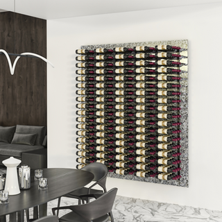 VintageView W Series Feature Wall 6 in Gunmetal Storing 270 Bottles in a Dining Room