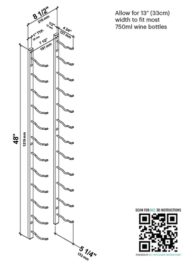 W Series Wine Rack 4 Wall Mounted Metal Bottle Storage