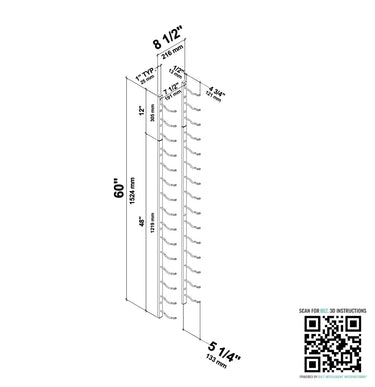 Measurement chart for a product with dimensions labeled