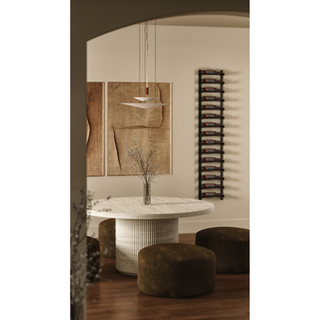 Evolution 75 in. High 1 Column Wine Wall in Matte Black Storing 15 Bottles in a Home