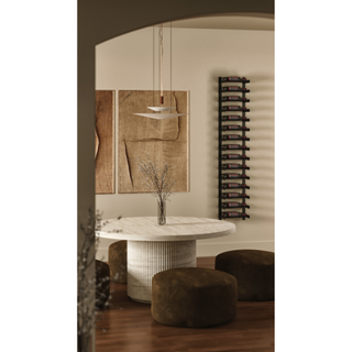 Evolution 75 in. High 1 Column Wine Wall in Matte Black Storing 30 Bottles in a Home