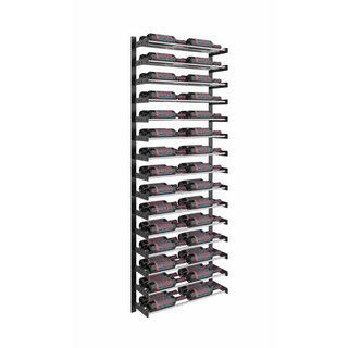 Evolution 75 in. High 2 Column Wine Wall in Matte Black and Chrome Storing 60 Bottles