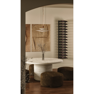 Evolution 75 in. High 1 Column Wine Wall in Matte Black Storing 45 Bottles in a Home