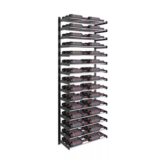 Evolution 75 in. High 2 Column Wine Wall in Matte Black and Chrome Storing 90 Bottles