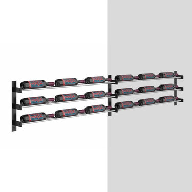 Evolution 15 in. High 3 Column Wine Wall Extension in Matte Black and Chrome Storing 9 Bottles