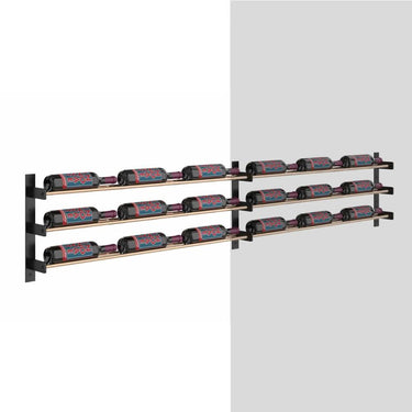 Evolution 15 in. High 3 Column Wine Wall Extension in Matte Black and Golden Bronze Storing 9 Bottles
