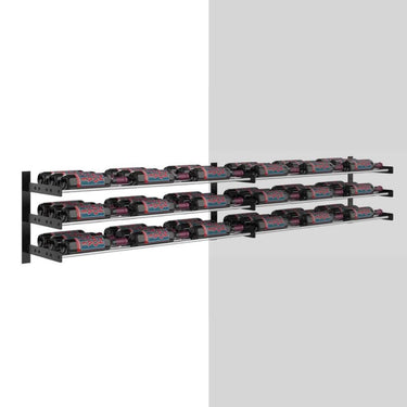 Evolution 15 in. High 3 Column Wine Wall Extension in Matte Black and Chrome Storing 27 Bottles