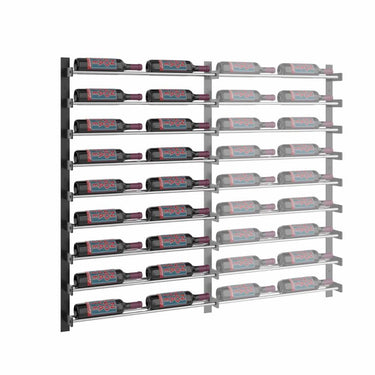 Evolution 45 in. High 2 Column Wine Wall Extension in Matte Black and Chrome Storing 18 Bottles