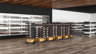 Island Retail Display Wine Rack with Presentation Row