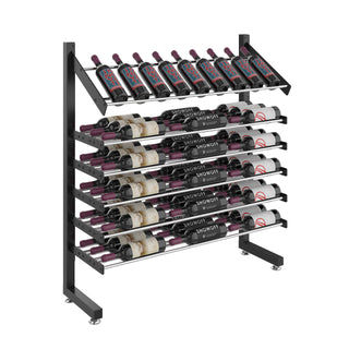 Evolution Single-Sided Presentation Island Display in Matte Black and Chrome Storing 54 Bottles