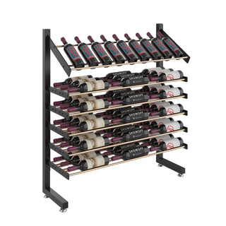 Evolution Single-Sided Presentation Island Display in Matte Black and Golden Bronze Storing 54 Bottles