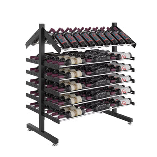 Evolution 108 Bottle Presentation Island Display Rack in Matte Black and Chrome