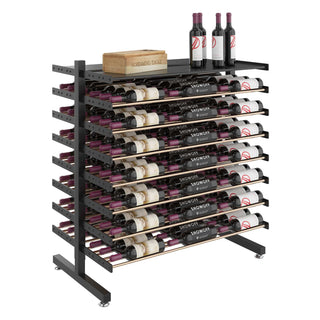 Evolution 126 Bottle Shelf Island Display Rack in Matte Black and Golden Bronze