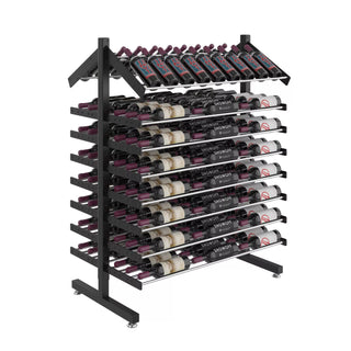 Evolution 144 Bottle Presentation Island Display Rack in Matte Black and Chrome