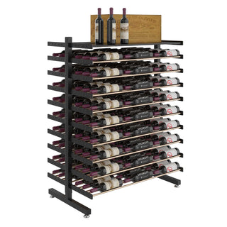 Evolution Shelf Island Display Rack in Matte Black and Golden Bronze Storing 162 Bottles