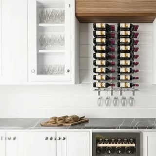 Metal wine racks displayed in a kitchen