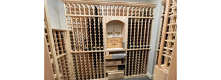 A pine wine rack cellar